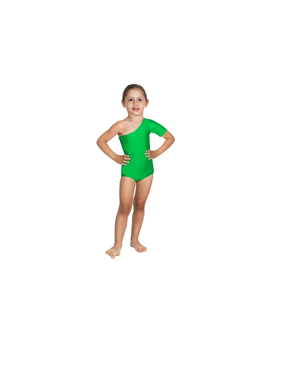 Body Danza Lycra Monospalla Mezza Manica Verde