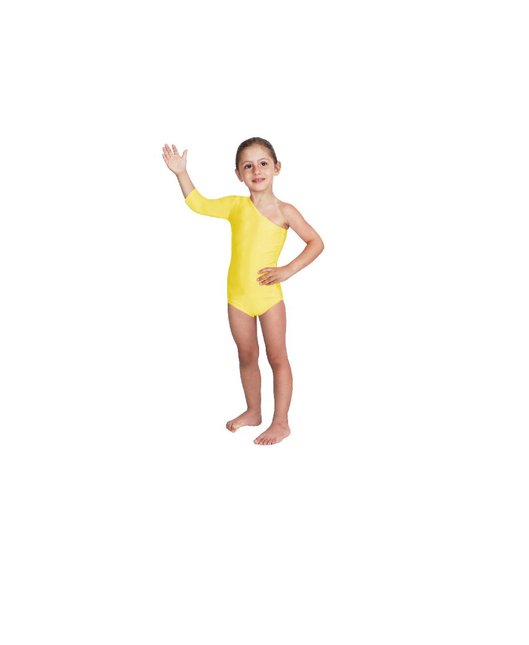 Body Danza Lycra Monospalla Manica Tre Quarti Giallo