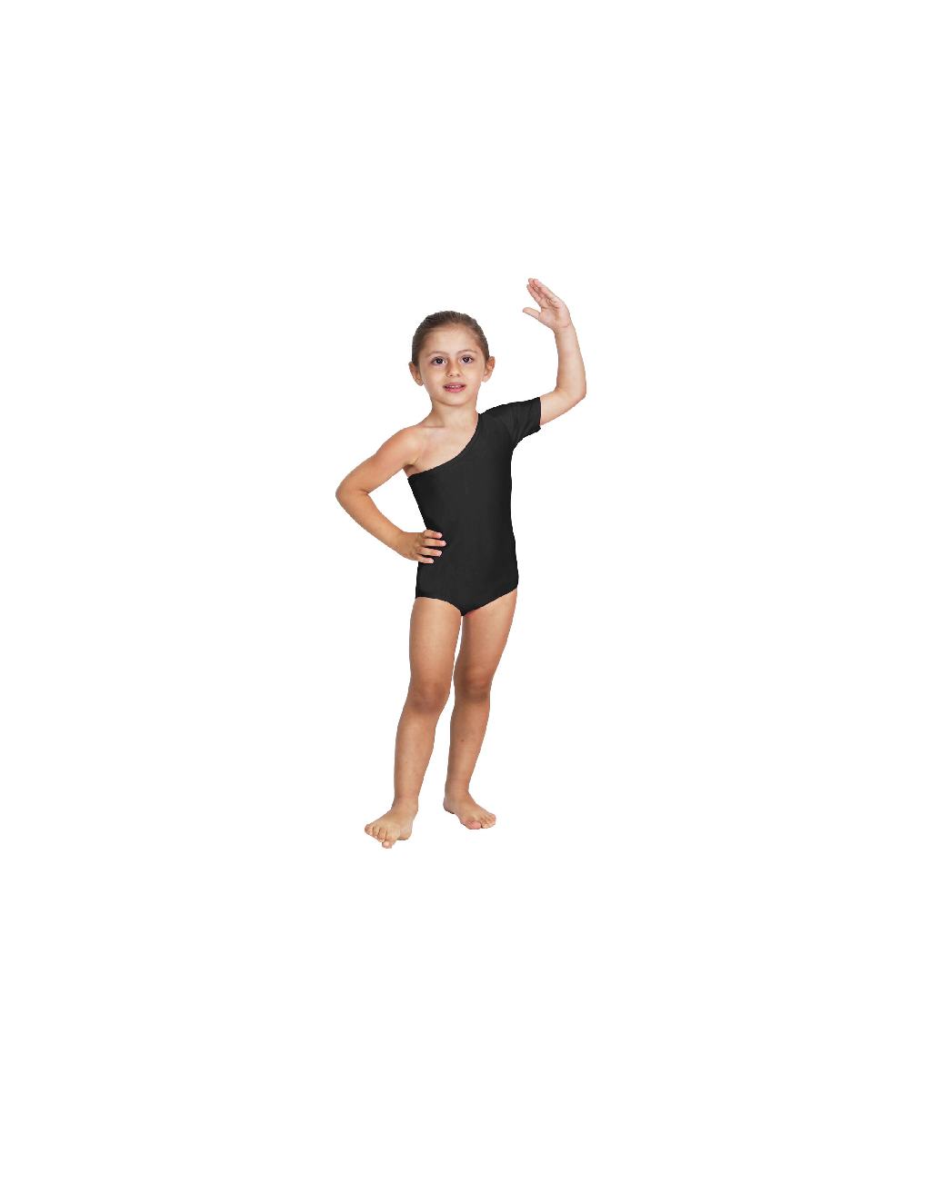 Body Danza Lycra Monospalla Mezza Manica Nero