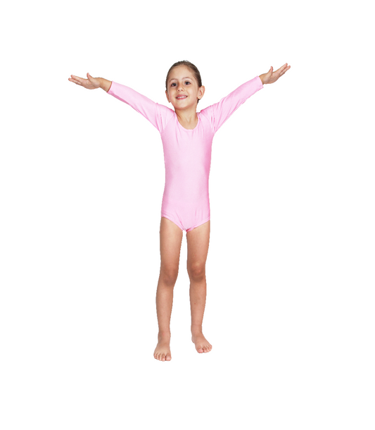 Body Danza Lycra Manica Lunga Rosa