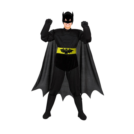 Costume Pipistrello Nero Con Muscoli Tg 5-6anni a 10-11anni