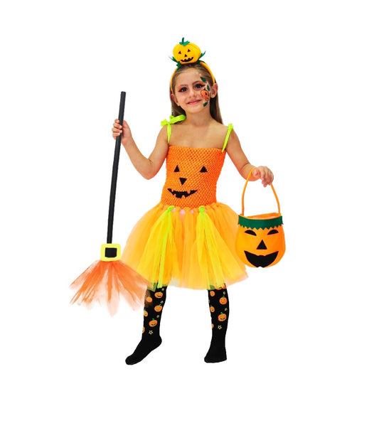 Costume Zucca halloween bambina Tg 3/6 anni